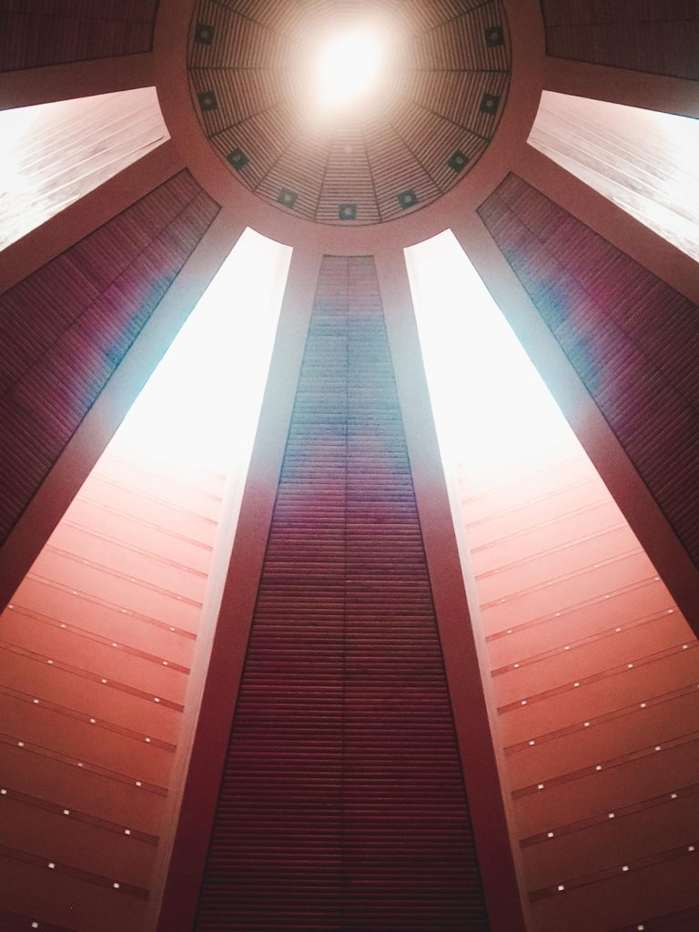 An abstract photo of the roof above the church