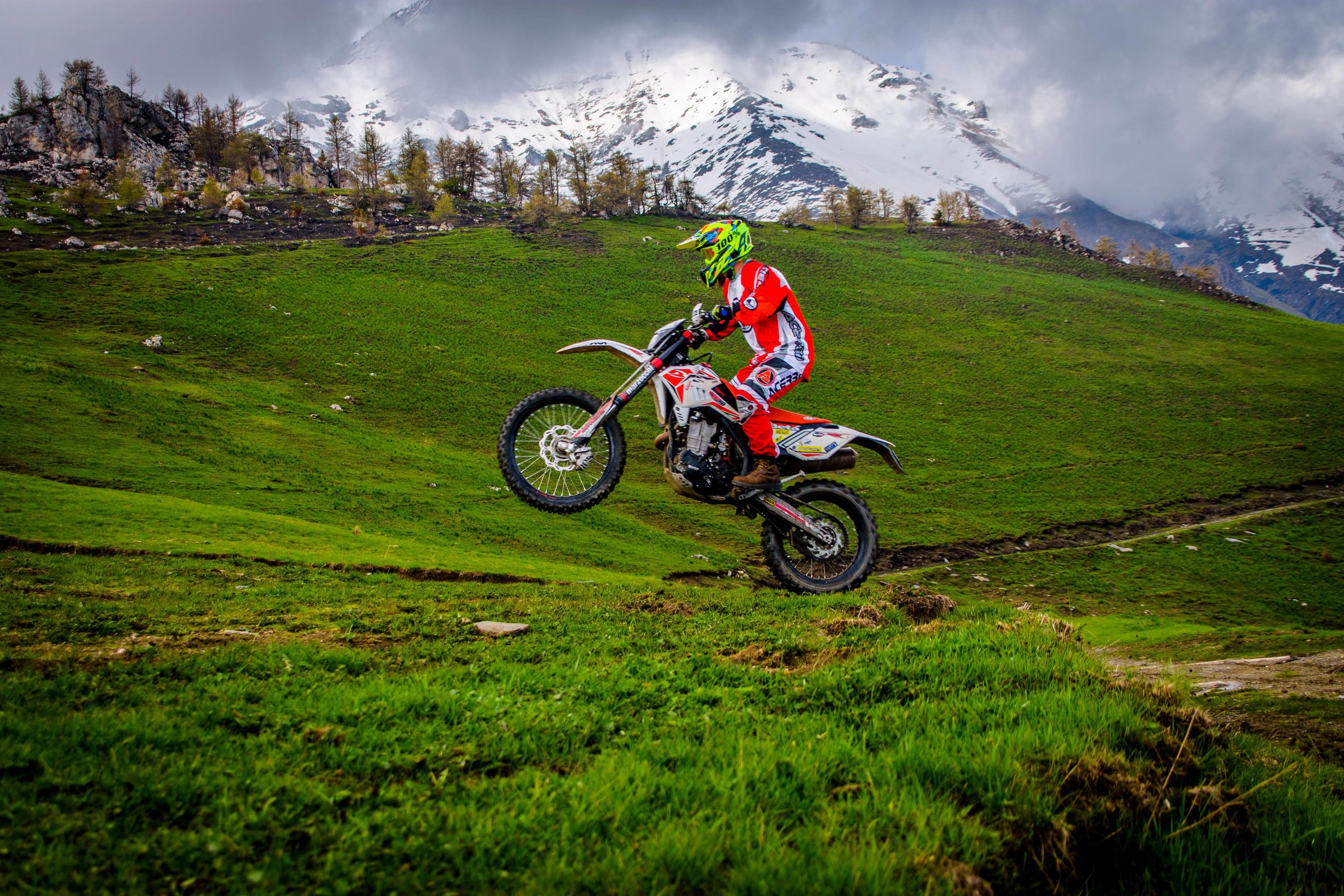 A man on a Dirt Bike jumping